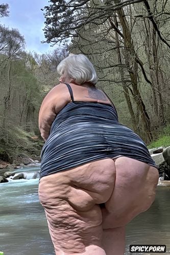 intricate, massive round ass, obese white hair and a little long