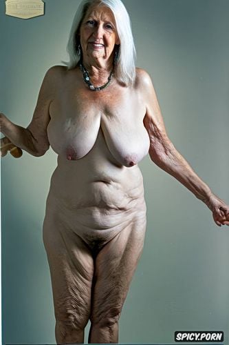 80 years old, chubby, thick thighs, completely naked, with jesus in her arms