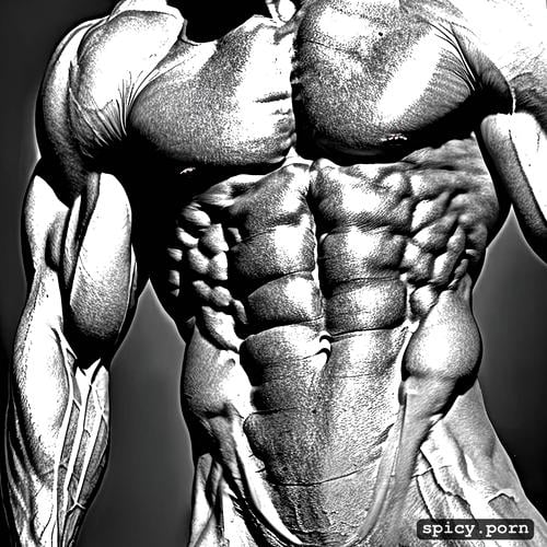 8 12 pack abs, with erected 15 inch dick, ultra detailed, while flexing his amazing physique and veiny muscles