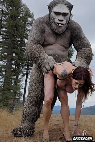 granny enjoys sasquatch fucking her doggy style, granny experiencing sexual bliss