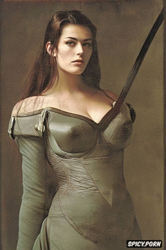 fat thighs, rembrandt oil painting, katana sword, millie brady