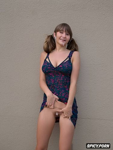 small sagging boobs, white female, natural body, cum pussy, beach