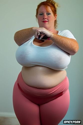 super fat, white woman, flashing gigantic natural breasts, cleavage
