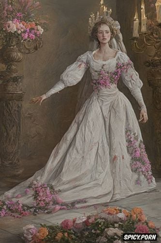 shaved, frantisek kupka style painting of elisabeth bathory