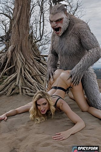 doggy fucking her deep, deep penetrating fuck, woman enjoys sasquatch fucking her doggy style