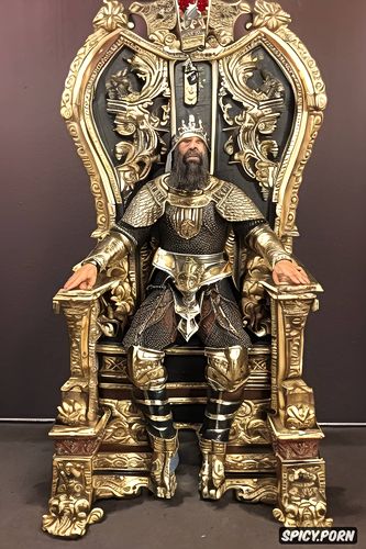 manly, sitting on throne, old, strong, medieval, king