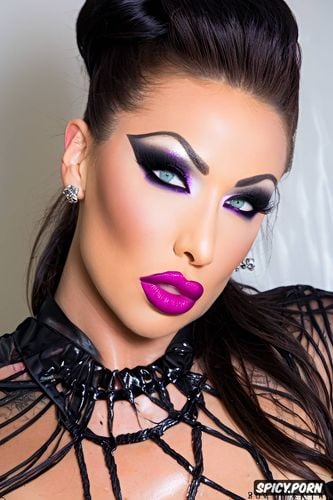 goth, slut, massive pumped up balloon lips, whore, trashy makeup