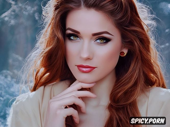 red hair, centered, miss europe, hot teen body, medium breasts