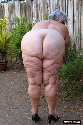 sixty of age, granny, narrow waist, enormous round ass, good anatomy