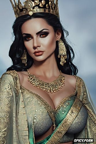 natural boobs, indian female princess, highly detailed face