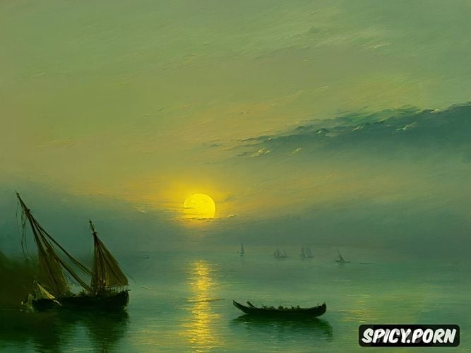 wide river, masterpiece collection, moon, aivazovsky, oil painting aivazovsky style painting natural oil brush