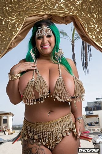 huge1 45 natural tits, full body view, color photo, beautiful arabian bellydancer