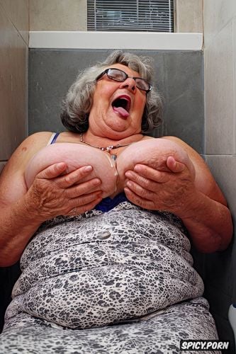 old senior grandmothers, in the toilet, pov, tremendous splash sperm on faces