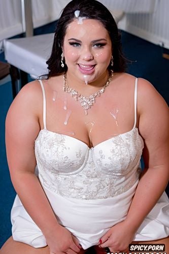 face is covered in cum, racialized facial, bride dress bbw teen on altar during her ceremony of wedding