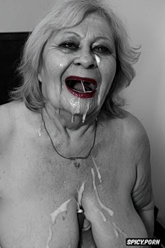 titjob, old zombie grandmother and old zombie aunt, tremendous cum on tits