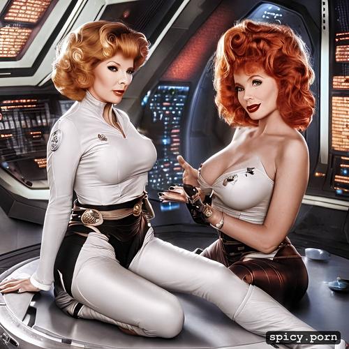 realistic, visible nipples, lucille ball on the bridge of the starship enterprise