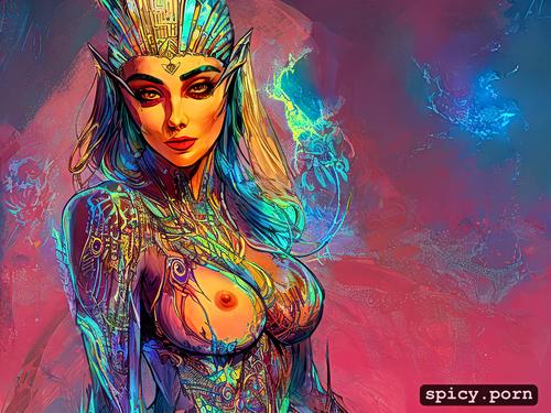 nude, vibrant, witch, highly detailed, breathtaking beauty, female ghost