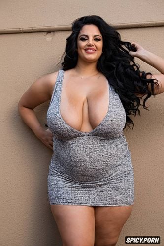 huge saggy breasts, front view, gigantic huge wide hips, gigantic hanging tits