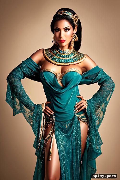 egyptian goddess, elegant, topless, jewelry, beautiful