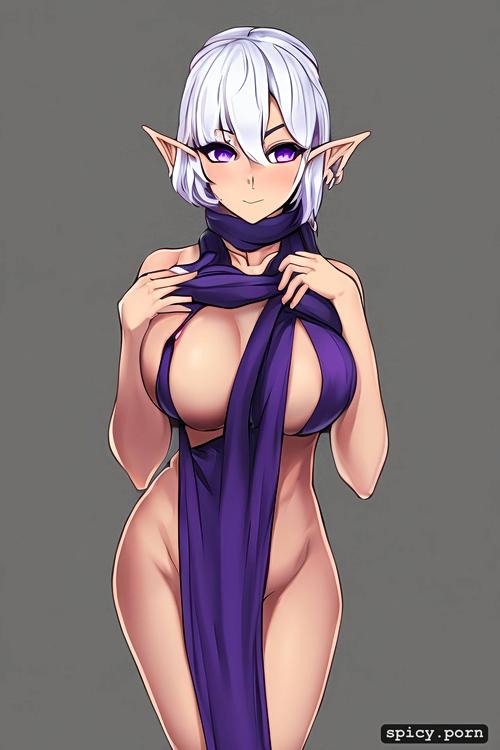 see through tanktop with underboob, full body, white hair, highres