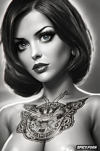 tattoos small perky tits masterpiece, ultra detailed, elizabeth bioshock infinite beautiful face young face shot