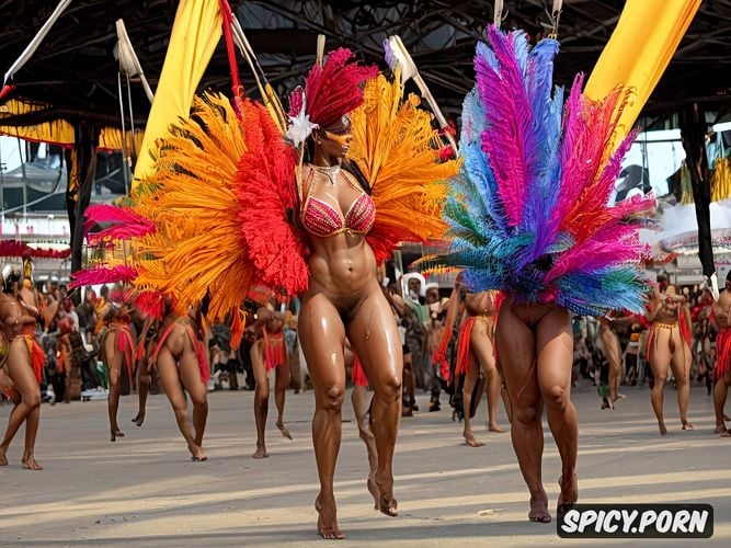 curvy, vivid natural colors embossed bodies carnival, lot of native dancers vivid natural colors embossed bodies africa