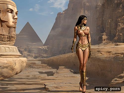wide hips, 8k, ultra detailed, abs, egyptian princess, flawless firm skin
