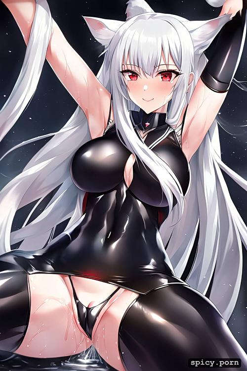 good anatomy, cat woman, azur lane, red eyes, pussy is dripping