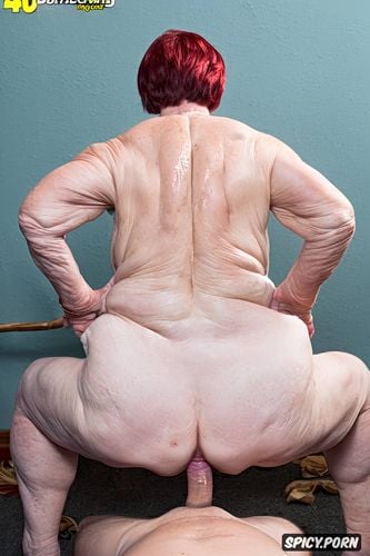 rear view, pastel colors, hyper detailed, hyperrealistic pregnant pissing muscular thighs red bobcut haircut