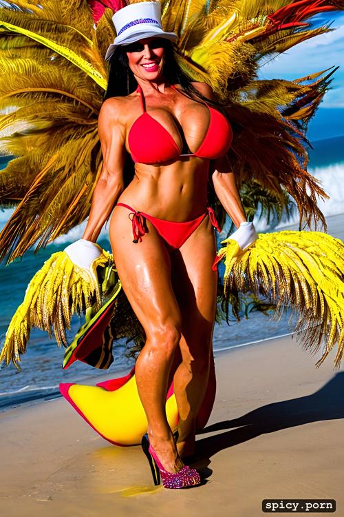 49 yo beautiful performing white rio carnival dancer at copacabana beach