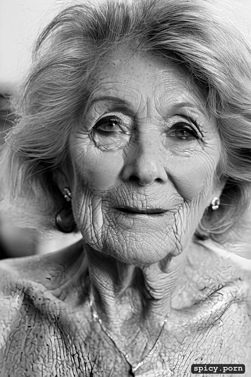 blond hair, long nose, ultra realistic, cinematic seed1, imagine beautiful 80 years old woman