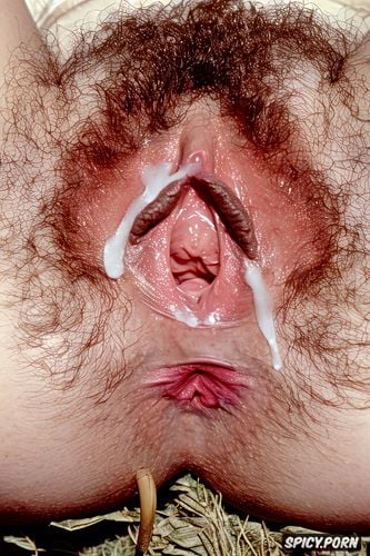 her prolapsed uterus and visibly inflamed cervix protruding from pussy super hairy cunt bulging cervix coming out