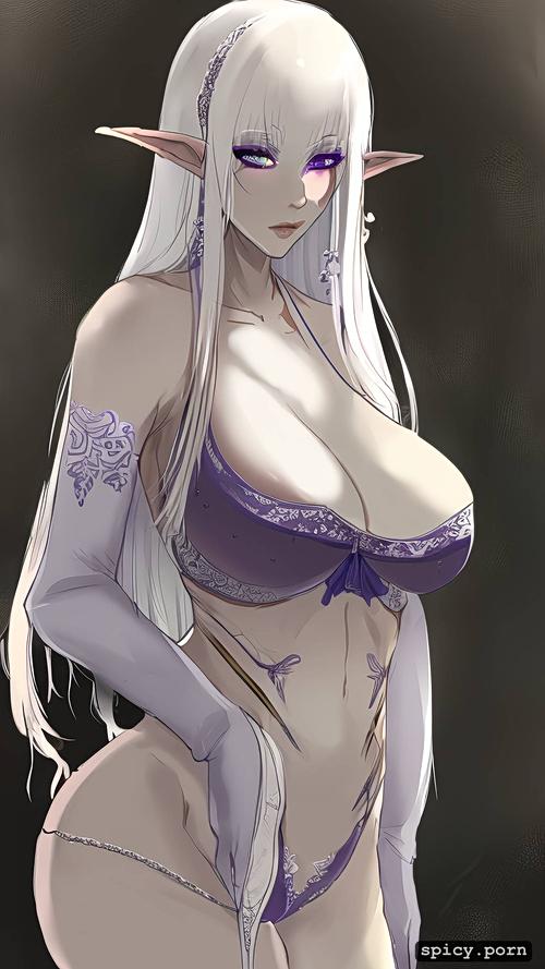 8k, medium boobs, 23 yo, masterpiece, slim albino female elf