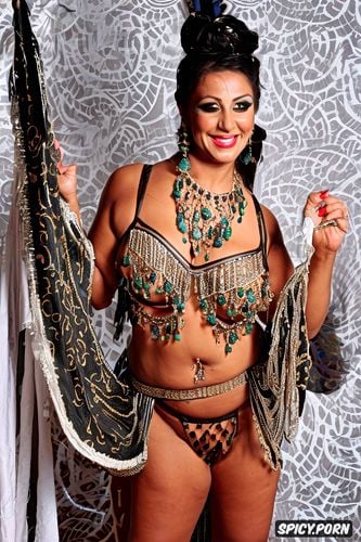 traditional two piece belly dance costume, gorgeous voluptuous belly dancer