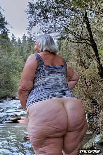 huge round ass, alone, oily skin, view from below, hyperrealistic