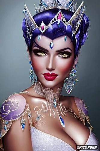 ultra detailed portrait, ultra realistic, widowmaker overwatch slutty disney princess cinderella tight low cut cinderella ballgown tiara beautiful face tattoos on tits milf