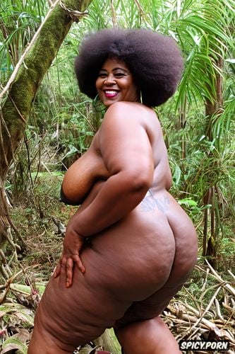african tribe, with steatopygia, wide hips, a bbw black granny