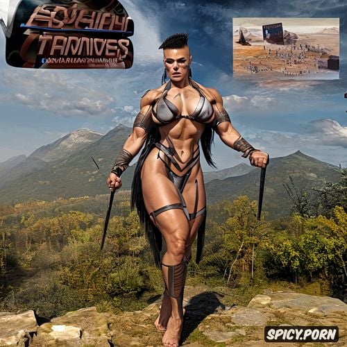 awesome face, mohawk hairstyle, massive muscles, masterpiece