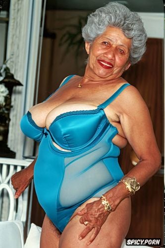 ebony, old elderly, ssbbw, nipples showing through bra, translucent white bra