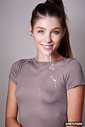 minimalistic1 1, wide smile, perfect model face, cum on face1 3
