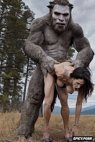 roars as he releases into her pussy, sasquatch doggy style with beautiful sixty granny