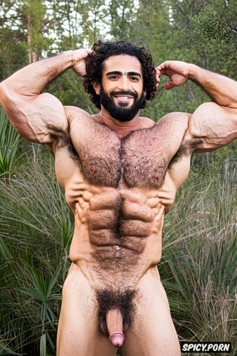lean body, solo, beautiful masculine face, hunk, highres, very hairy body