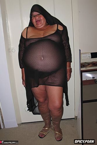 fupa, big ssbbw belly that pops out, standing at hotel room