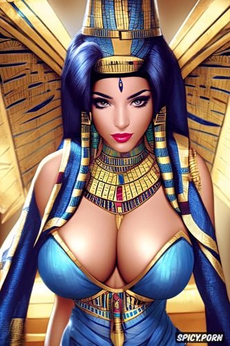 face shot, masterpiece, mercy overwatch femal pharaoh ancient egypt egyptian pyramids pharoah crown royal egyptian robes beautiful face topless