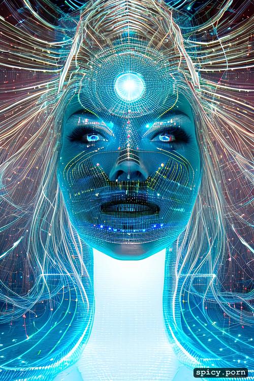 miss led at a party trying to hide the truth visually dynamic futuristic design head system using fibre optics to illuminate each element is sensing