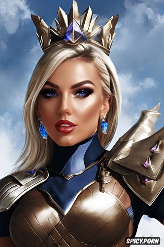 ashe overwatch female gladiator fatasy arena crown tight leather armor beautiful face portrait muscles