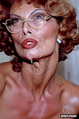 cum on glasses, sophia loren, big areolas, messy red curls, veins on huge tits