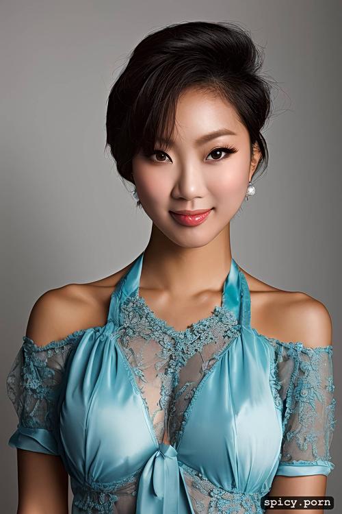 goddess, portrait, 18 yo, short hair, korean milf, elegant, cute face