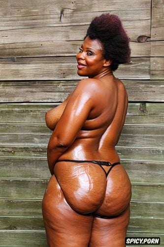 big firm ass, vibrant colors, portrait, centered, ebony, micro thong