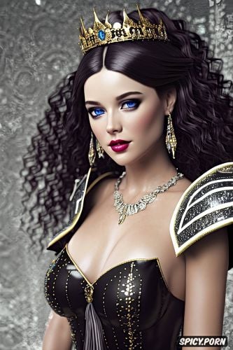 fantasy princess, full lips, wearing black scale armor, high resolution
